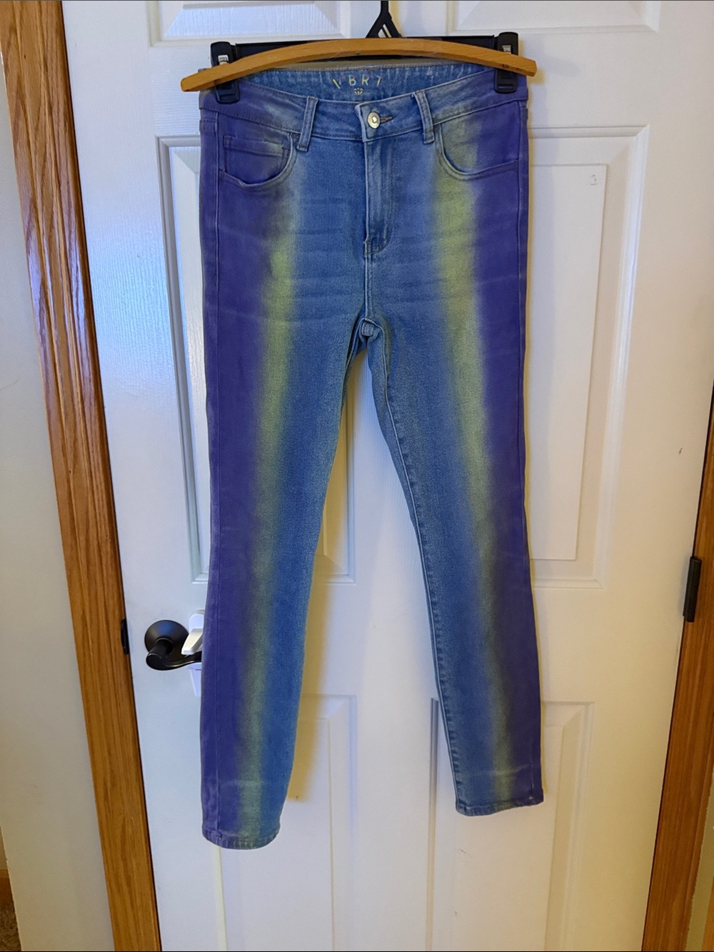 Vibrant Purple and Green Ombre Skinny Jeans